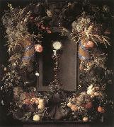 Jan Davidsz. de Heem Eucharist in Fruit Wreath oil on canvas